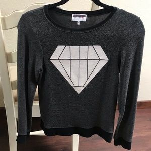 Girls Little Fox Glitter Diamond Sweater